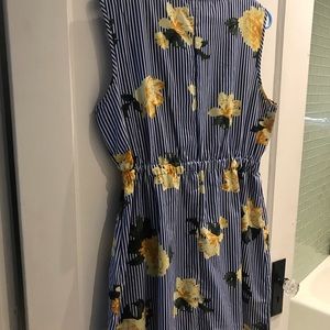 Dresses - Blue pinstripe and yellow floral dress Dresses - Blue pinstripe and yellow floral dress